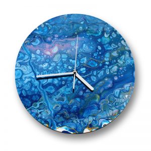 Acrylic pour clock on vinyl record by Florence Ancillotti