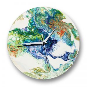 Vinyl Record Clock with Acrylic pour by Florence Ancillotti