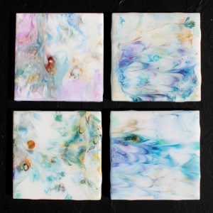 acrylic pour coasters by Florence Ancillotti