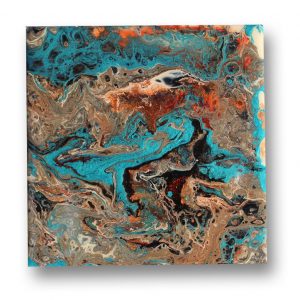 acrylic pour painted trivets by Florence Ancillotti