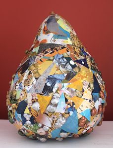 Collaged gourd by Florence Ancillotti